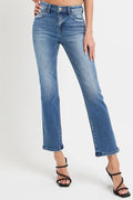 RISEN Full Size Mid Rise Ankle Straight Jeans with Pockets - women's bottoms at Lola Mariee boutique