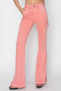 RISEN Full Size High Rise Side Slit Cargo Bootcut Jeans - women's shoes at Lola Mariee boutique
