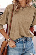 Round Neck Three-Quarter Sleeve Top - Trendsi | Lola Mariee