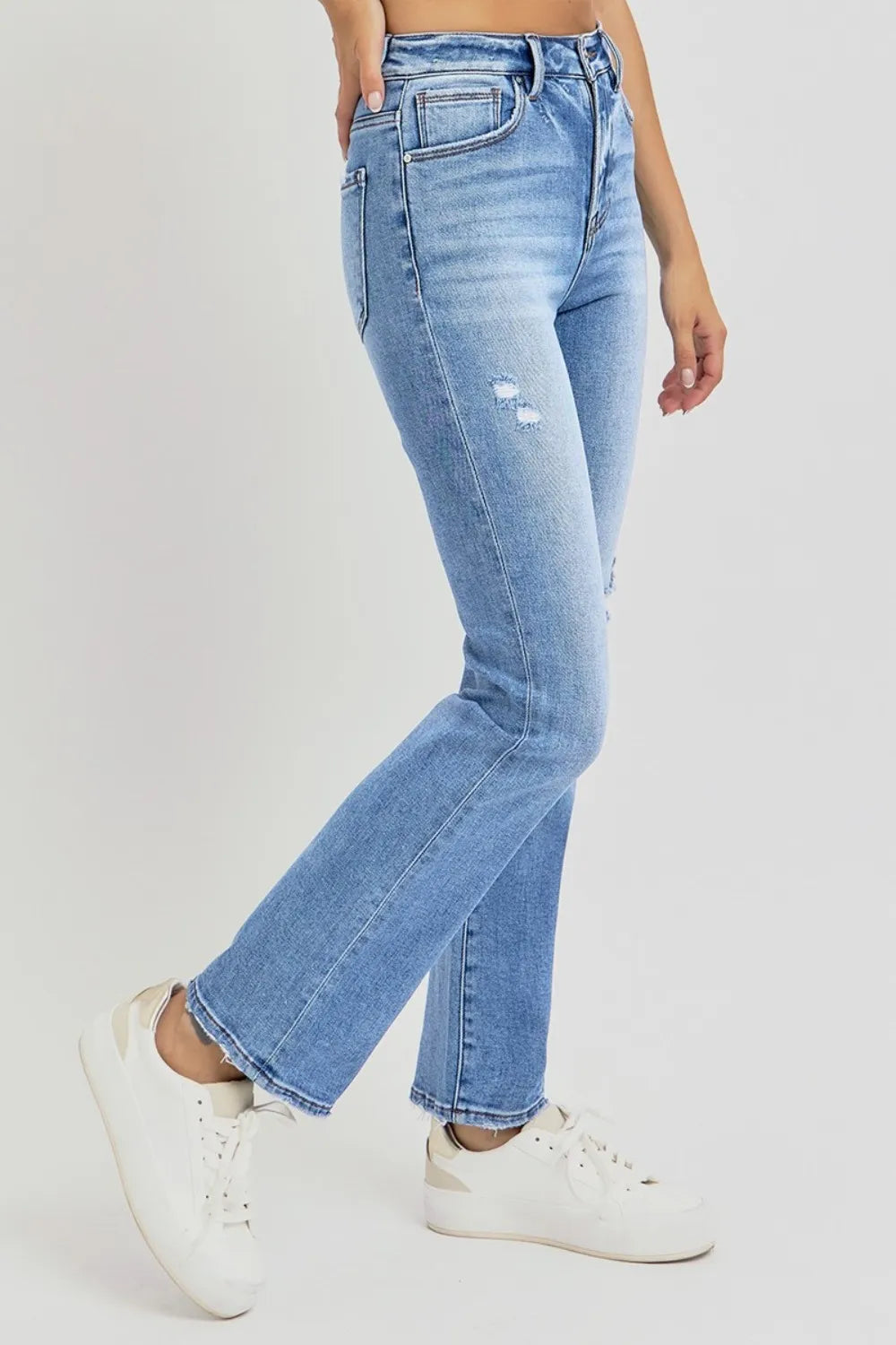 RISEN Full Size Distressed High-Rise Ankle Straight Jeans - LOLA MARIEE | Lola Mariee