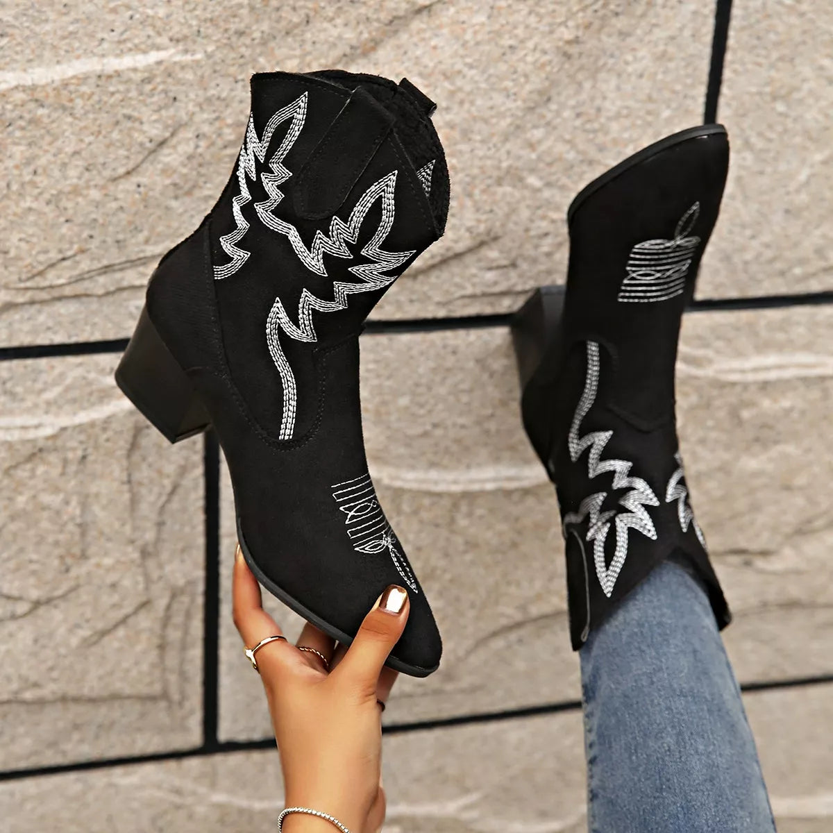 Point Toe Block Heels Boots – view 6 | Lola Mariee
