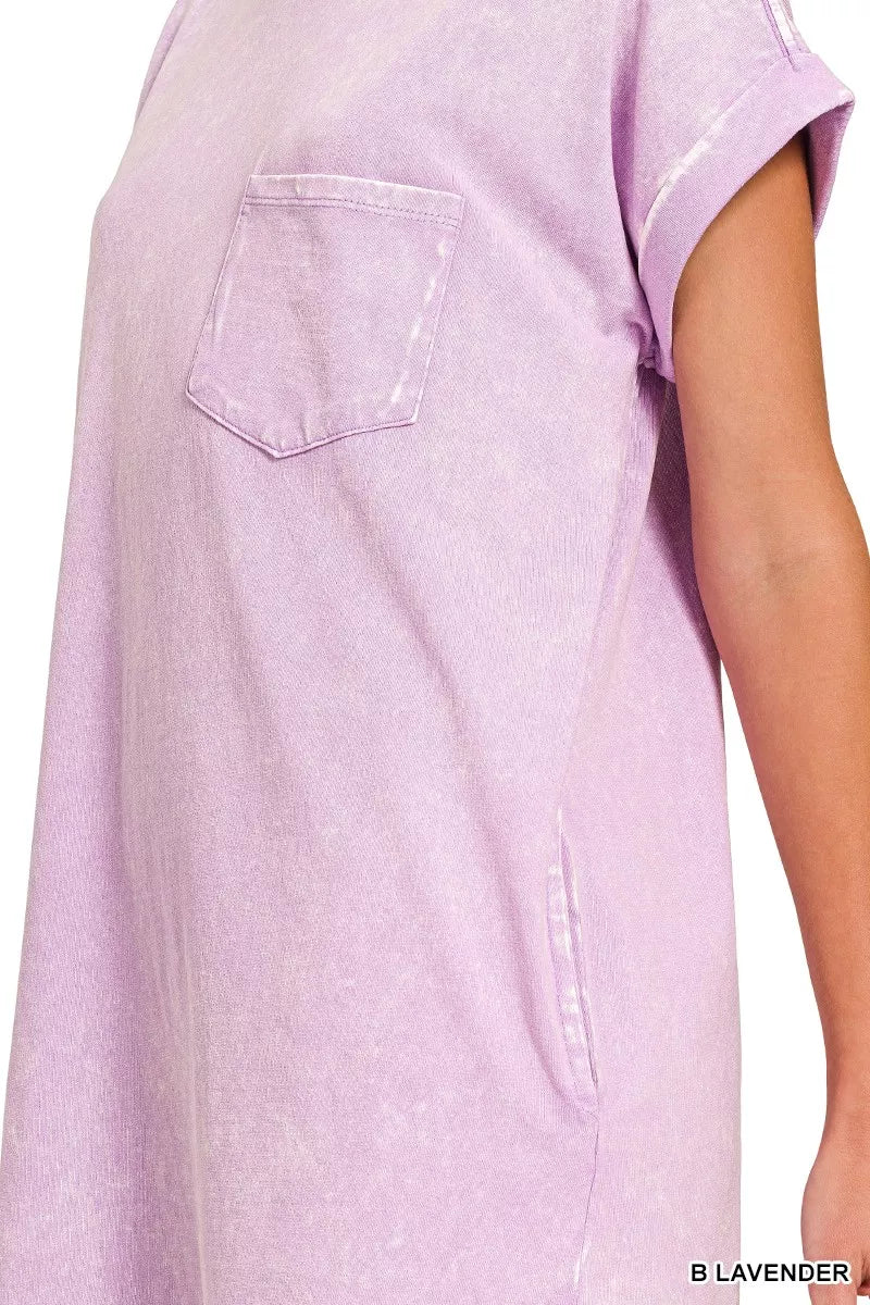 Zenana Premium Cotton Washed T-Shirt Dress - Trendsi | Lola Mariee
