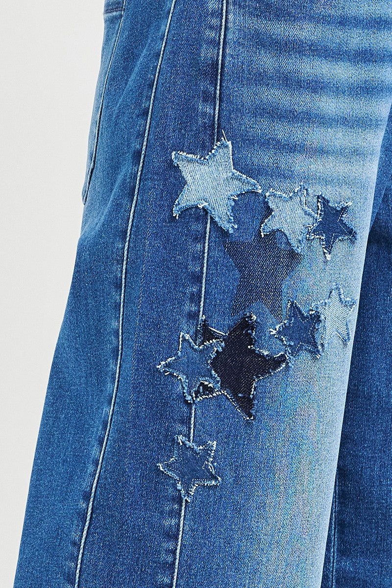 RISEN Elastic Band Slouchy Cropped Barrel with Star Patch - Trendsi | Lola Mariee
