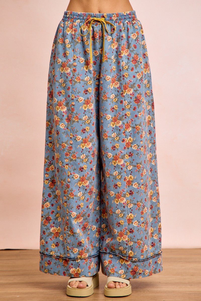 BiBi Floral Printed Drawstring Wide Pants - Trendsi | Lola Mariee