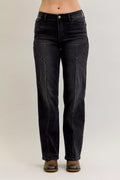 Judy Blue Mid Rise Straight Western Seam Detail Jeans - women's bottoms at Lola Mariee boutique