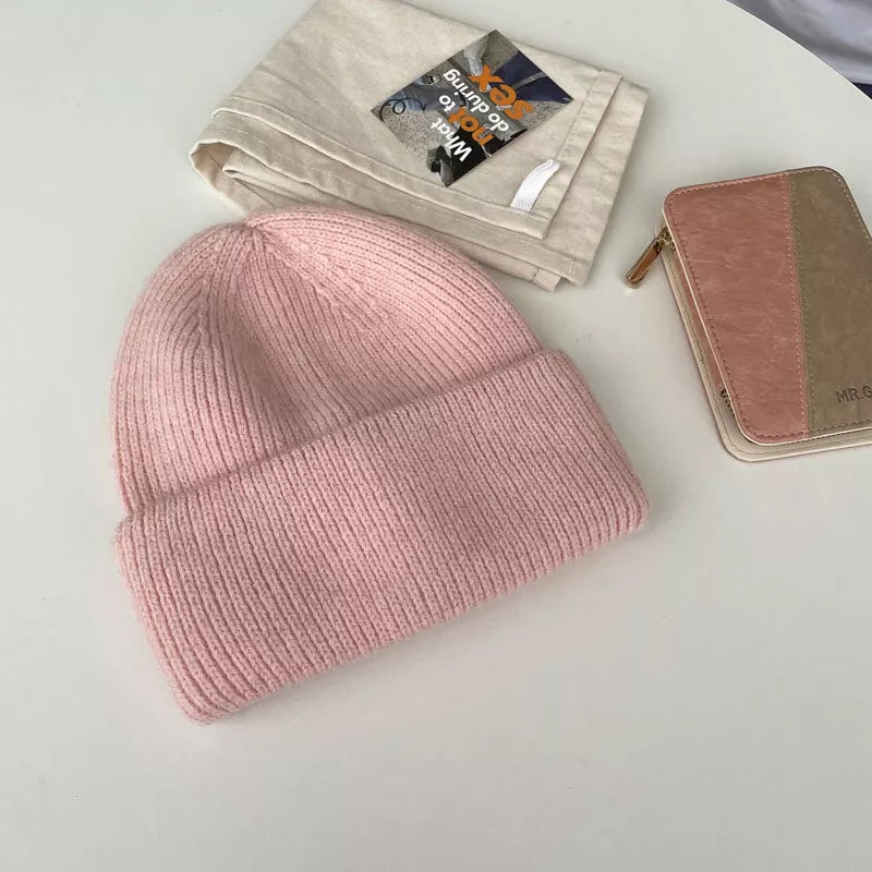 Warm Knitted Cuffed Beanie Hat – view 4 | Lola Mariee