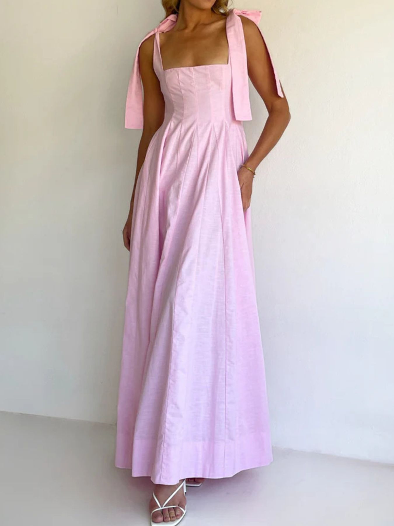Gradient Tie Shoulder Maxi Dress – view 9 | Lola Mariee