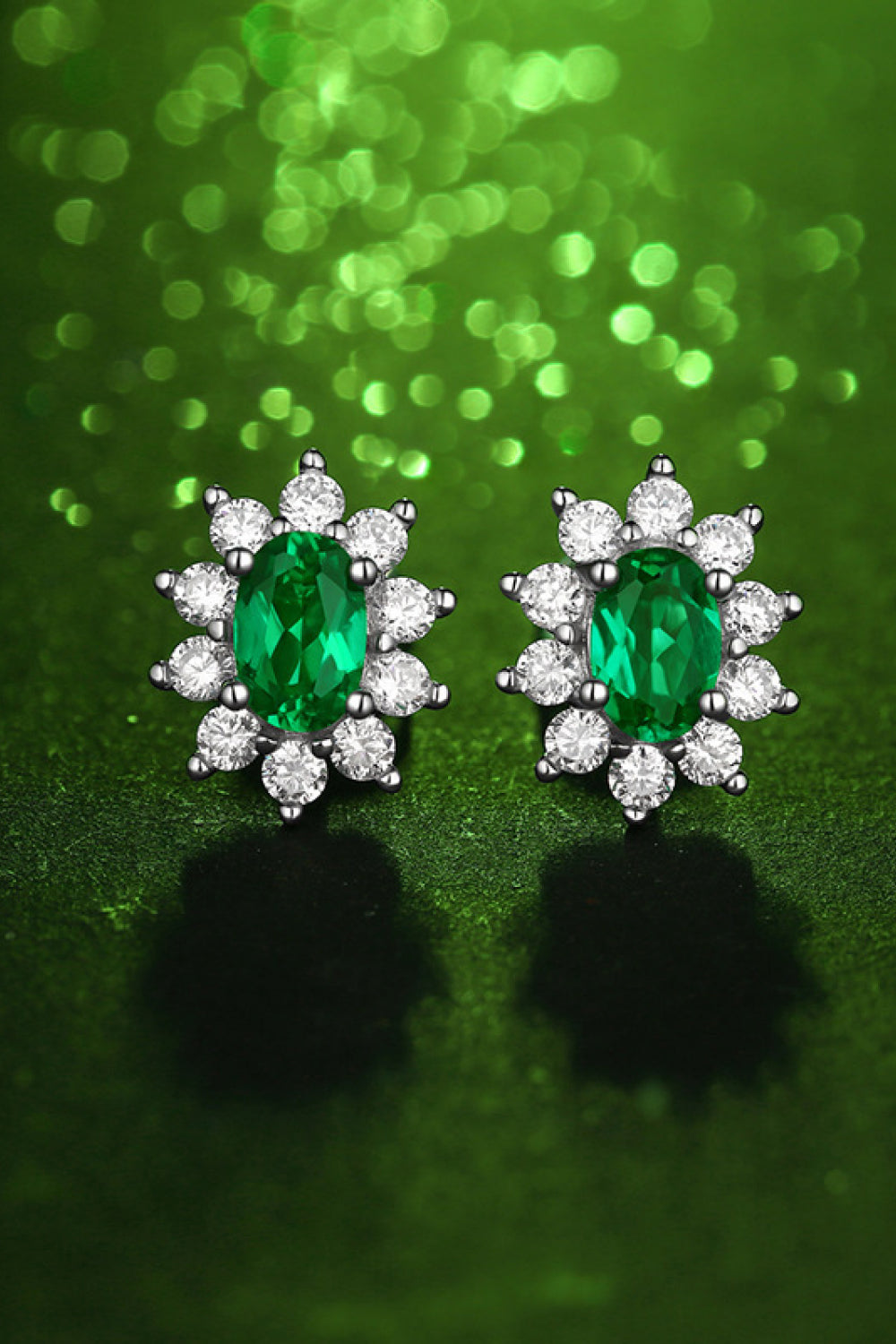 1 Carat Lab-Grown Emerald Stud Earrings – view 2 | Lola Mariee