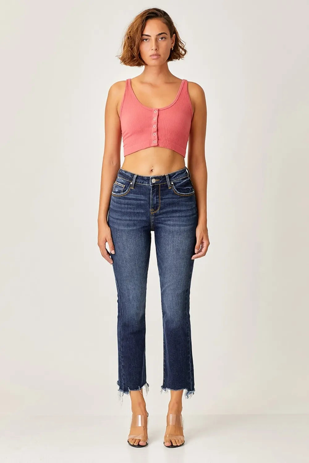 Risen Full Size Frayed Hem Cropped Straight Jeans - LOLA MARIEE | Lola Mariee