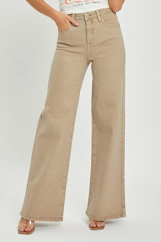 RISEN Full Size Tummy Control High Rise Wide Leg Jeans Plus Size - women's bottoms at Lola Mariee boutique