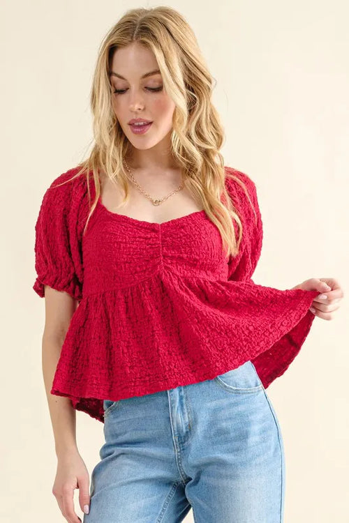 And The Why Lovely Textured and Smocked Top | Lola Mariee