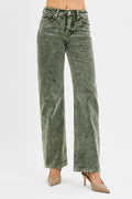 RISEN Tummy Control Mid Rise Straight Leg Corduroy Pants - women's bottoms at Lola Mariee boutique