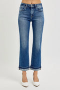 RISEN Mid Rise Ankle Straight Cuffed Jeans - women's bottoms at Lola Mariee boutique