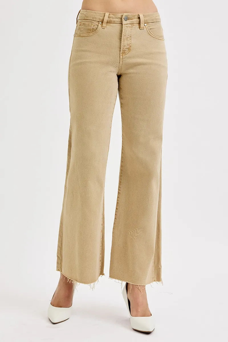 RISEN Full Size Raw Hem Wide Leg Jeans Plus Size - women's bottoms at Lola Mariee boutique