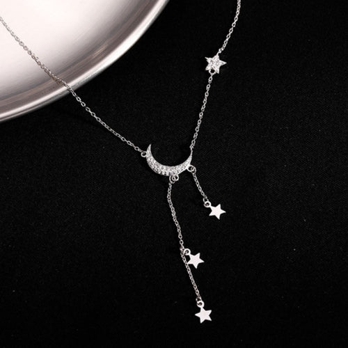 925 Sterling Silver Star Moon Necklace – view 2 | Lola Mariee