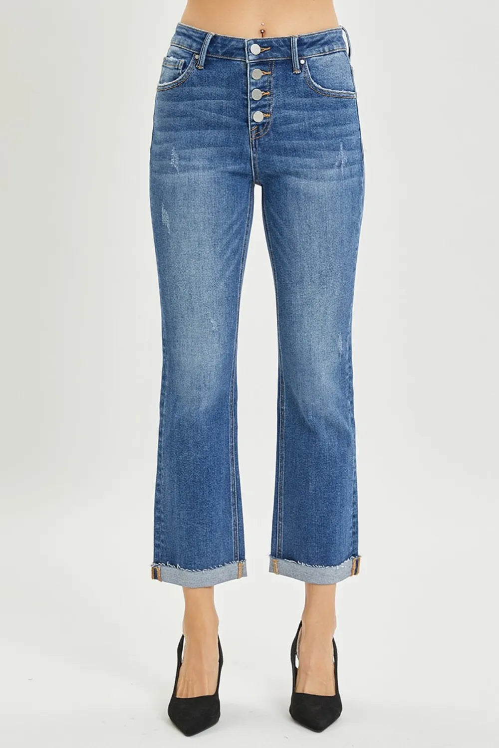 RISEN Full Size Button Fly Cropped Bootcut Jeans - LOLA MARIEE | Lola Mariee