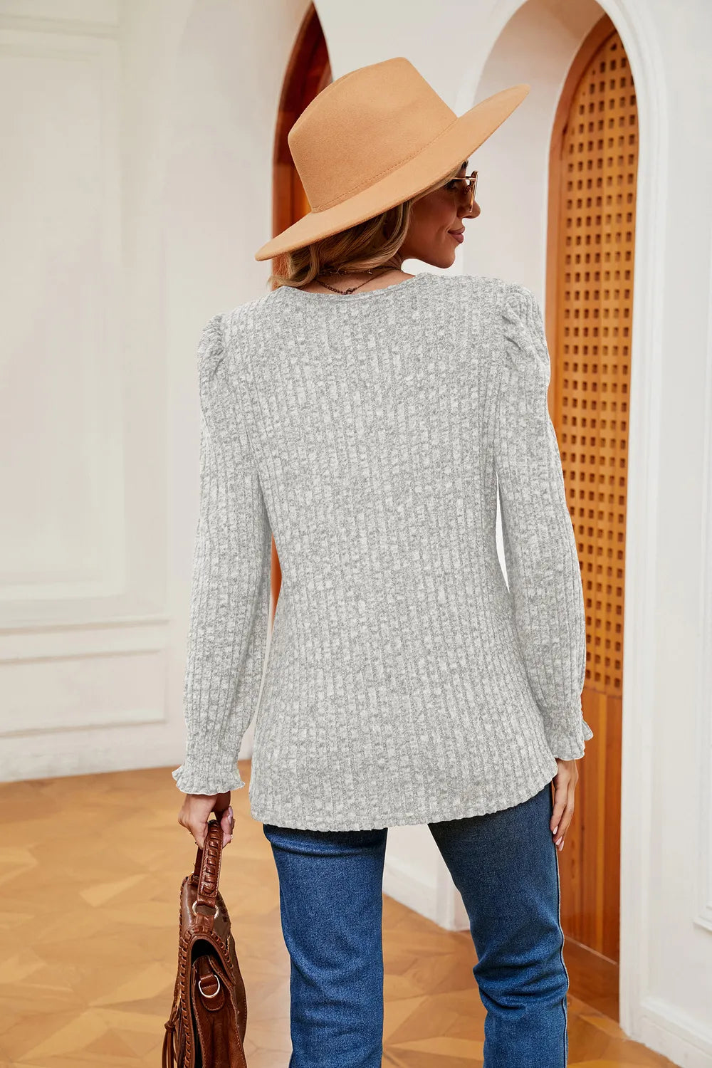 Square Neck Flounce Sleeve T-Shirt - Trendsi | Lola Mariee