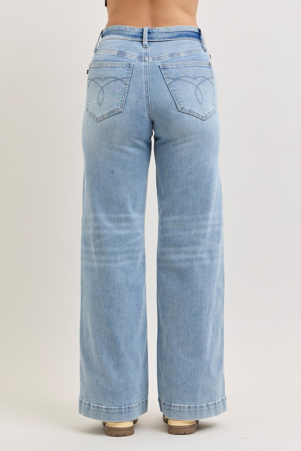 Judy Blue Mid Rise Retro Wide Leg Jeans with Fold-over Waistband - LOLA MARIEE | Lola Mariee