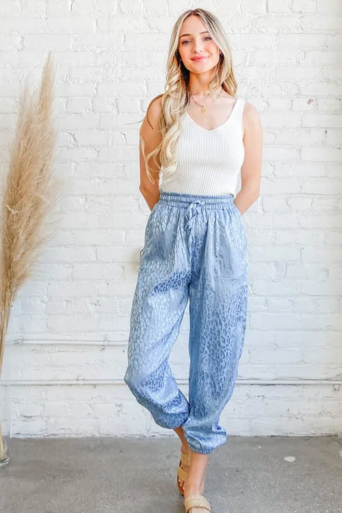 And The Why Satin Leopard Print Joggers | Lola Mariee