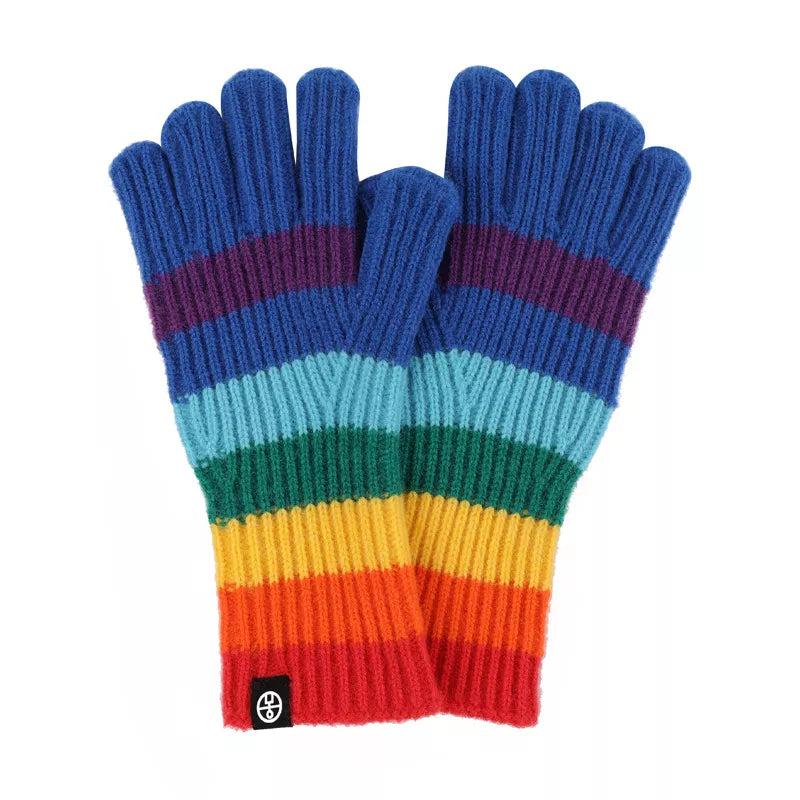 Rainbow Striped Knitted Gloves – view 3 | Lola Mariee