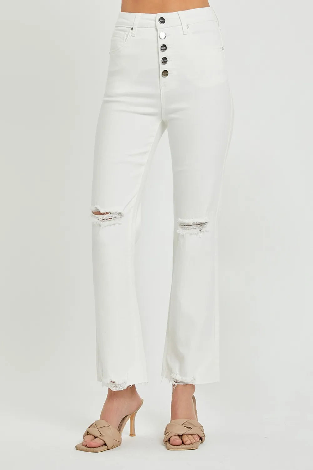 RISEN  Full Size High Rise Button Fly Straight Ankle Jeans - LOLA MARIEE | Lola Mariee