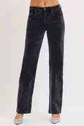 RISEN Tummy Control Mid Rise Straight Leg Corduroy Pants - women's bottoms at Lola Mariee boutique