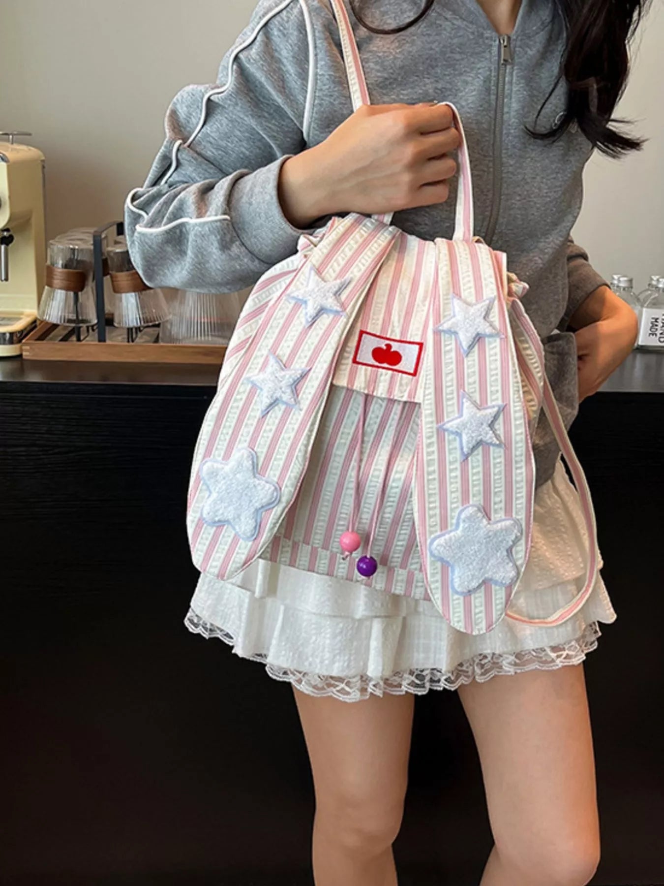 Striped Star Bunny Ear Backpack Bag – view 5 | Lola Mariee