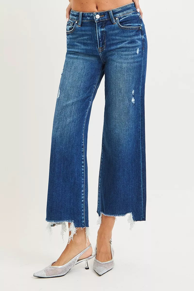RISEN High Rise Crop Wide Leg Jeans - women's top at Lola Mariee boutique