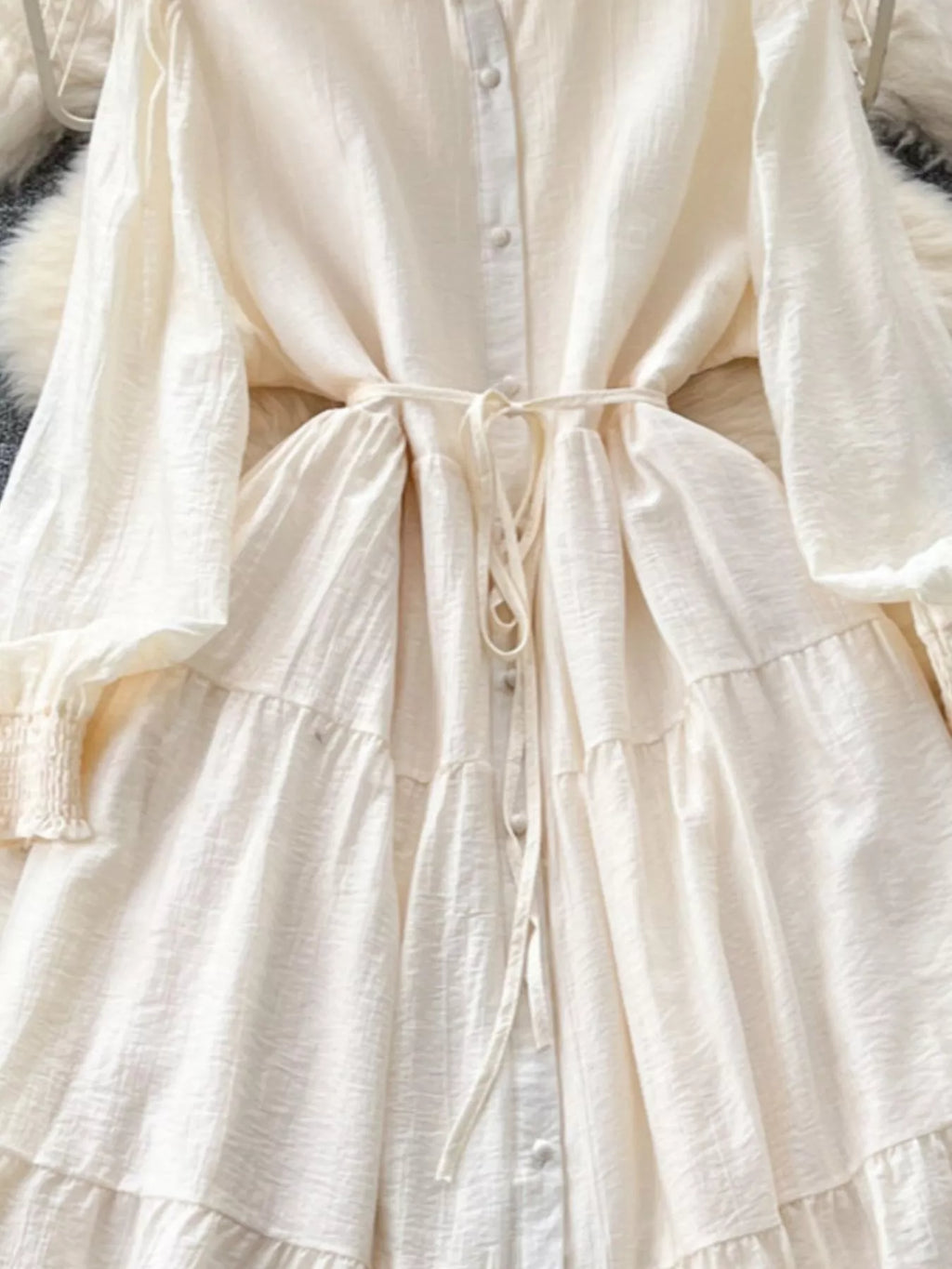 Button Down Tiered Long Sleeve Dress - Trendsi | Lola Mariee