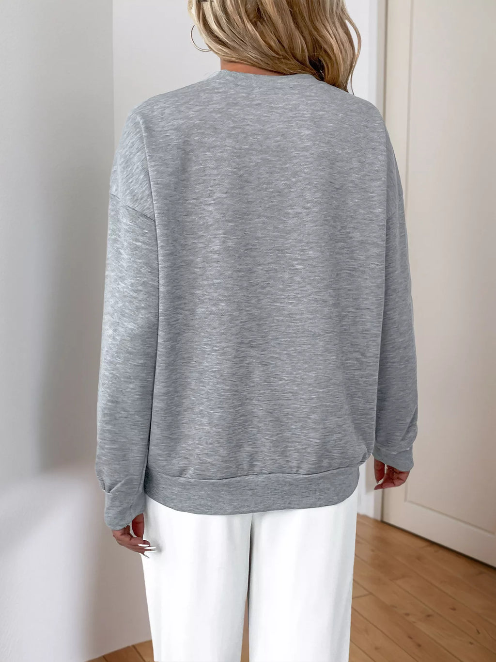 Sequin Round Neck Dropped Shoulder Sweatshirt - Trendsi | Lola Mariee