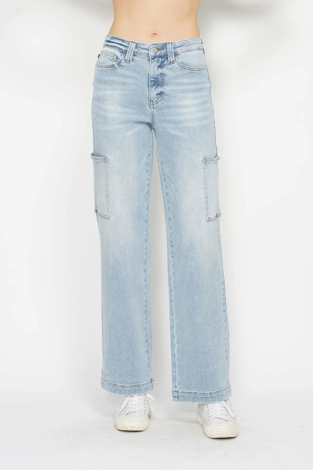 Judy Blue Full Size High Waist Straight Cargo Jeans - women's bottoms at Lola Mariee boutique