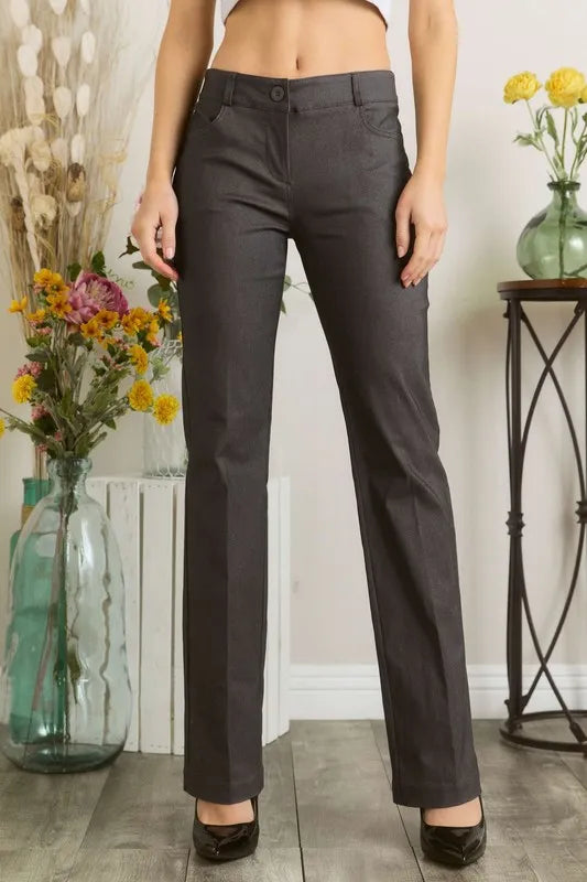 Mittoshop Full Size Solid Color Pants with Pocket Plus Size | Lola Mariee