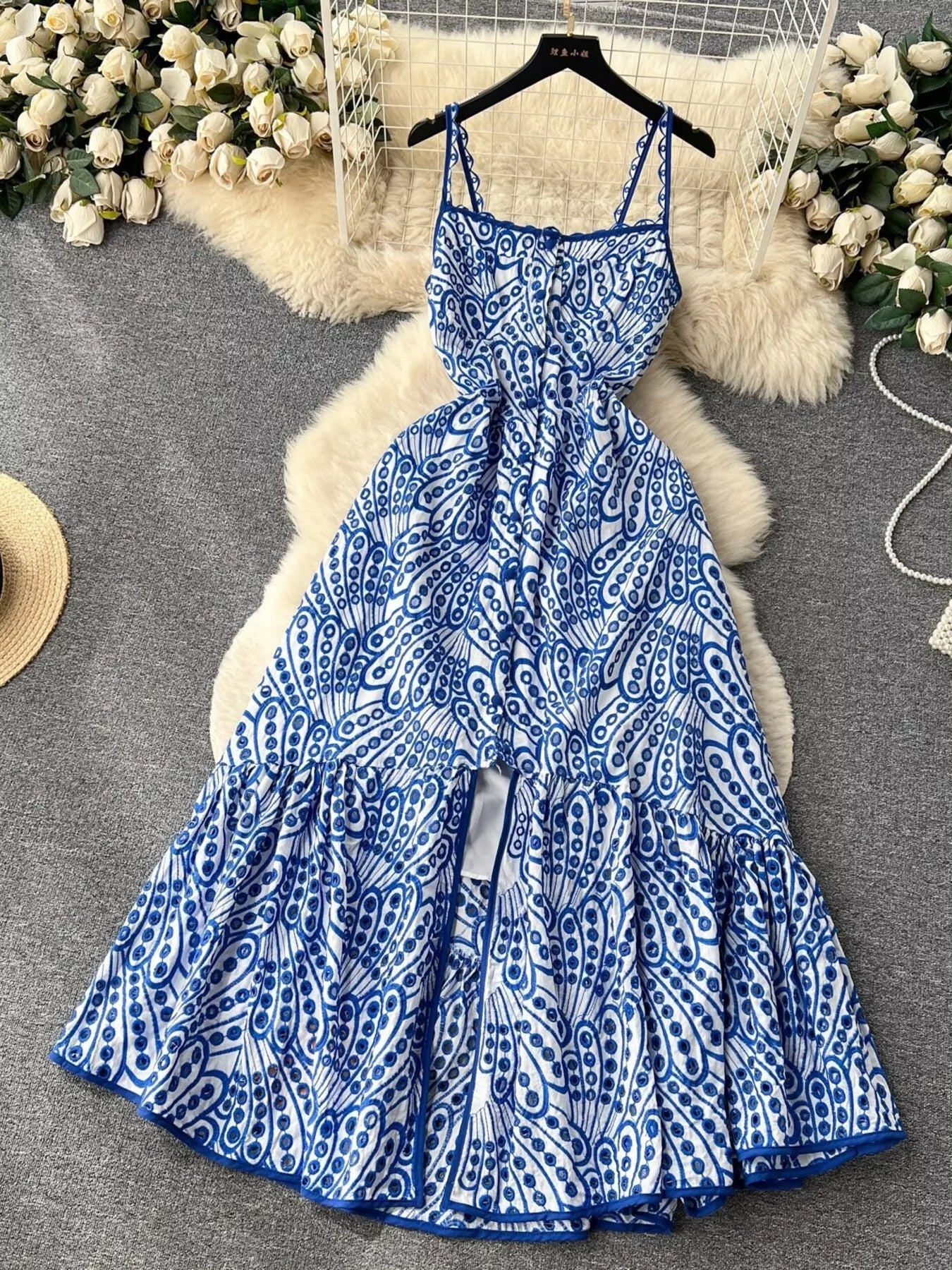 Eyelet Embroidered Tiered Cami Dress – view 10 | Lola Mariee
