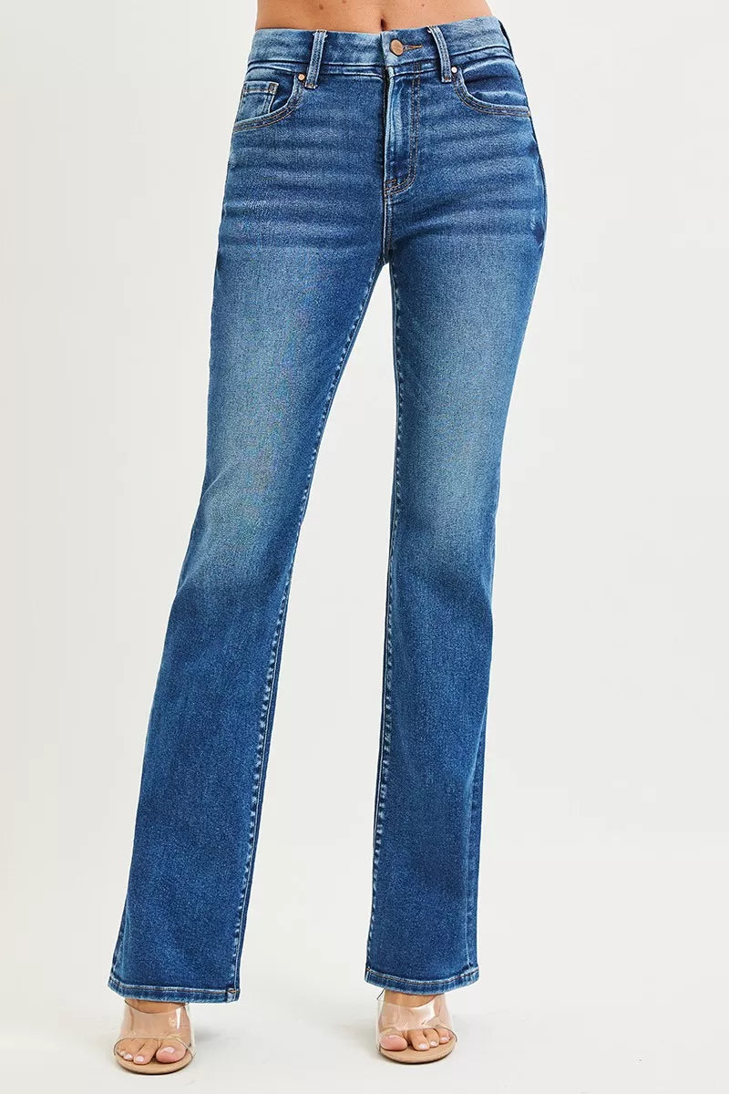 RISEN High Rise  Bootcut Jeans With Distressed Details - women's shoes at Lola Mariee boutique