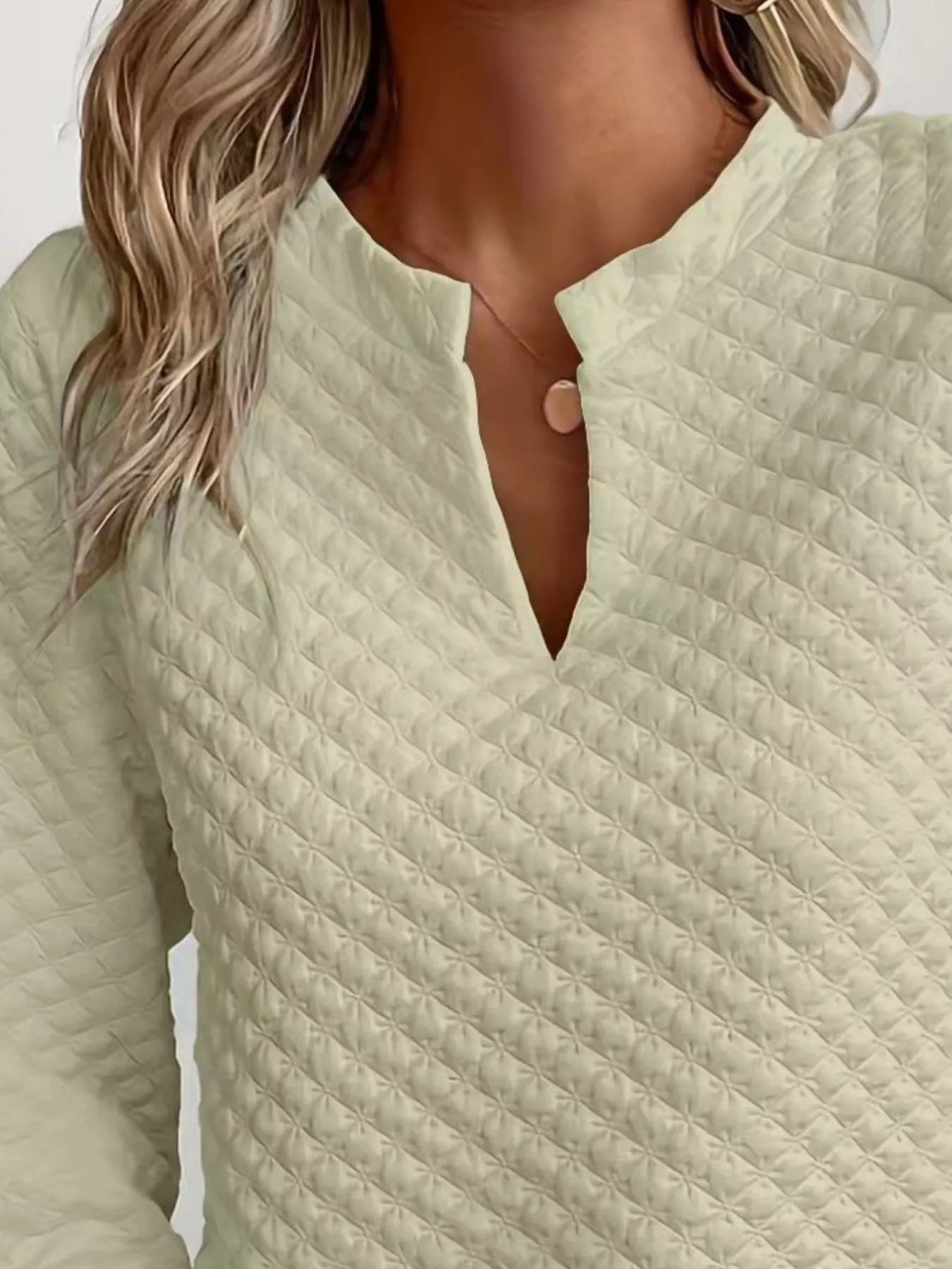 Textured Notched Raglan Sleeve Sweatshirt - Trendsi | Lola Mariee