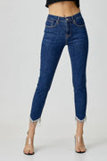 RISEN Full Size Embellished Mid Rise Crop Skinny Jeans - LOLA MARIEE | Lola Mariee