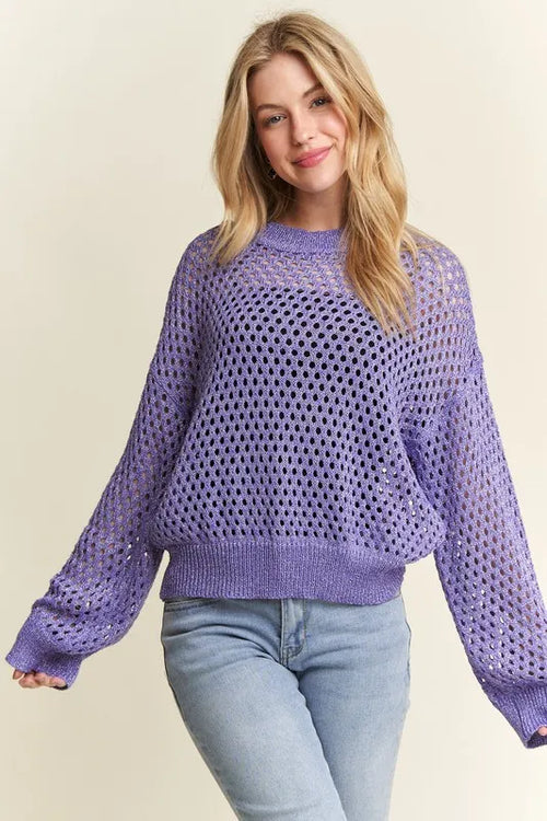 ADORA Round Neck Lurex Crochet Top | Lola Mariee