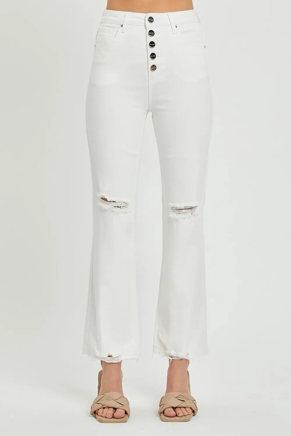 RISEN  Full Size High Rise Button Fly Straight Ankle Jeans - LOLA MARIEE | Lola Mariee
