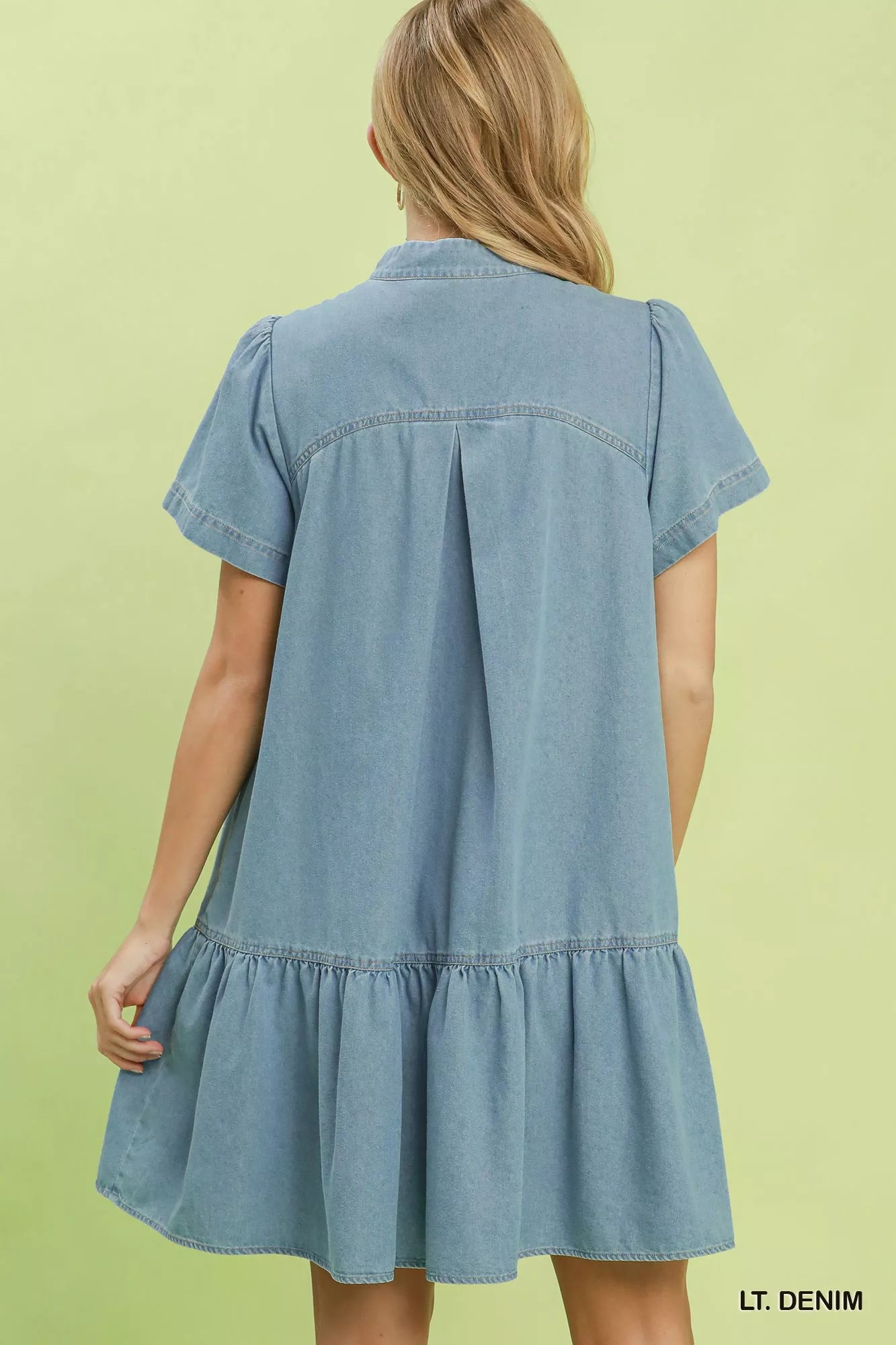 Umgee Ruffle Hem Mini Denim Dress - Trendsi | Lola Mariee
