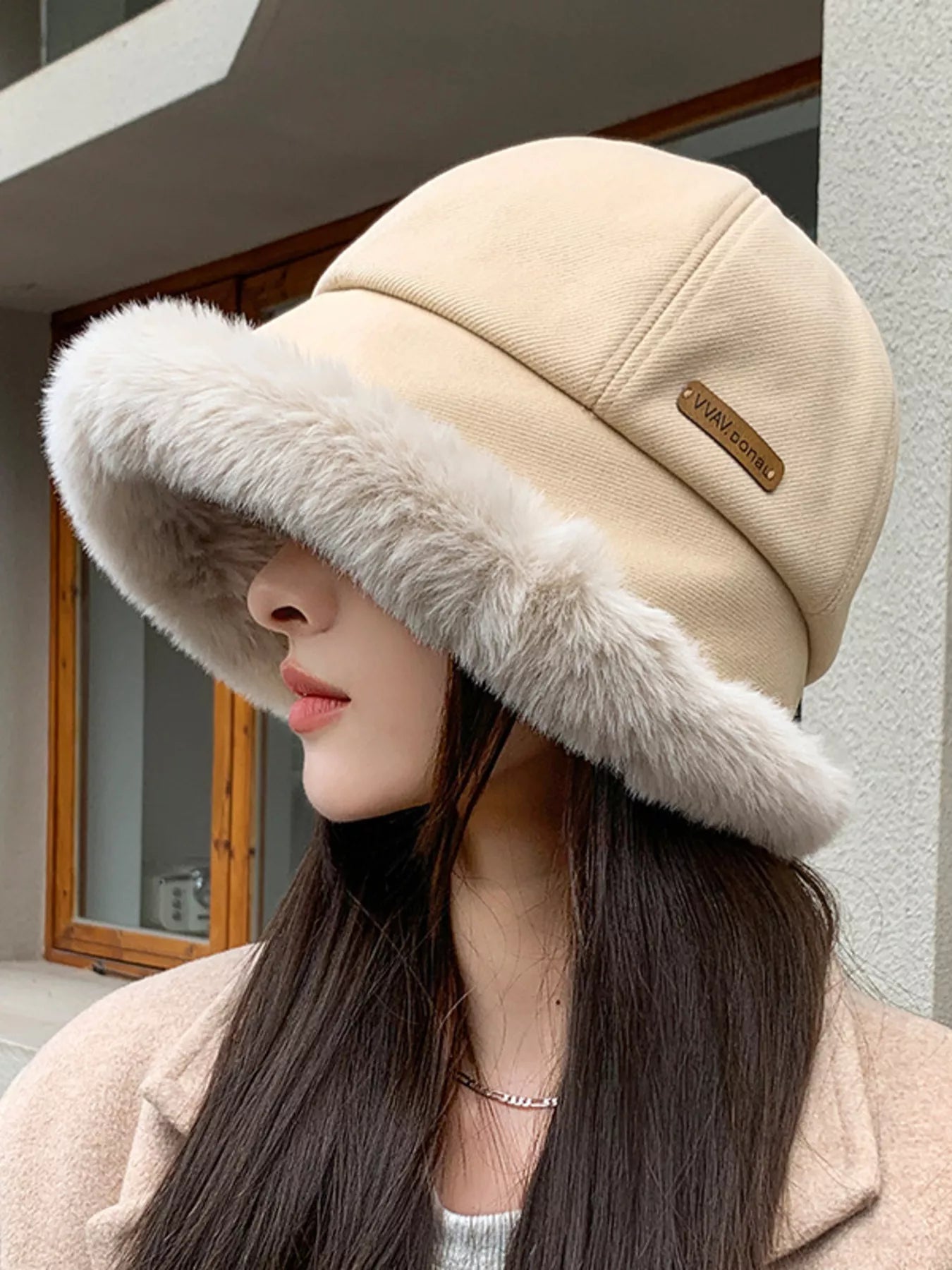 Fuzzy Trim Bucket Hat – view 4 | Lola Mariee