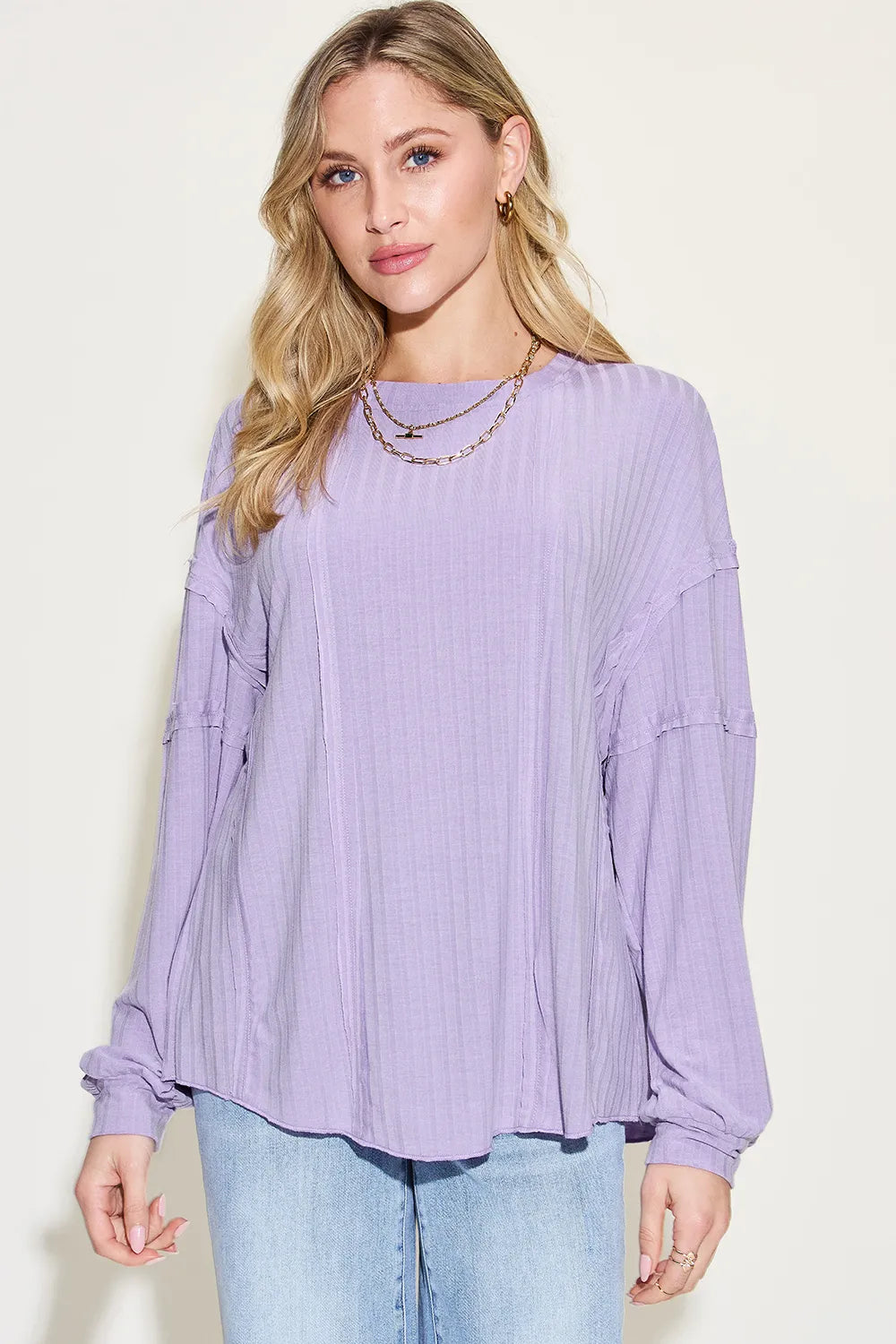 Basic Bae Full Size Ribbed Round Neck Long Sleeve T-Shirt – view 4 | Lola Mariee