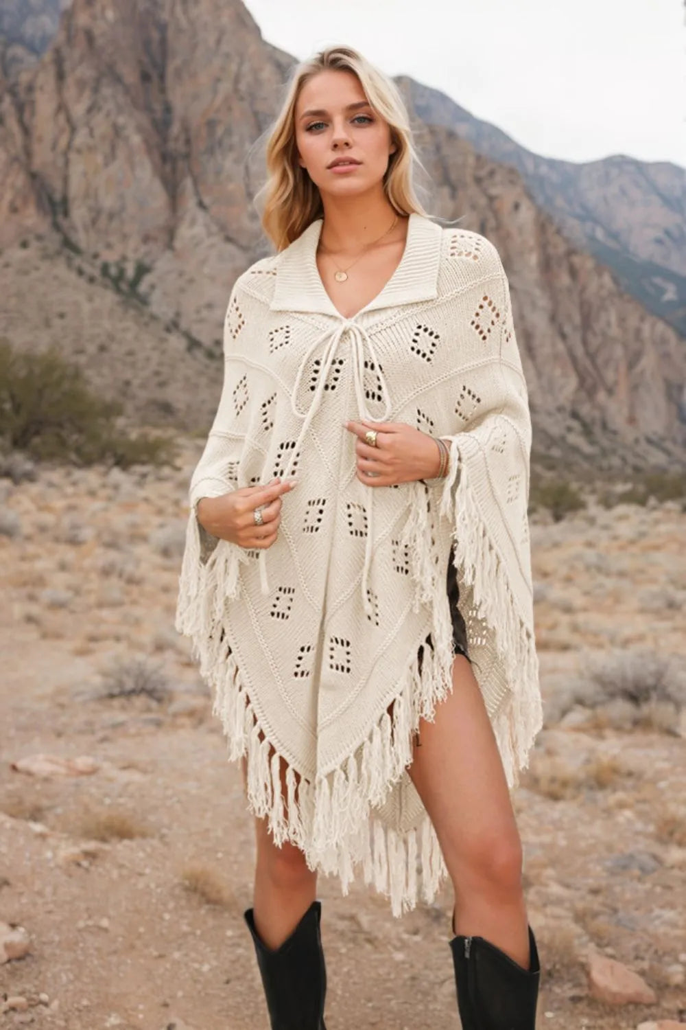 Tassel Hem Knit Cover Up – view 5 | Lola Mariee