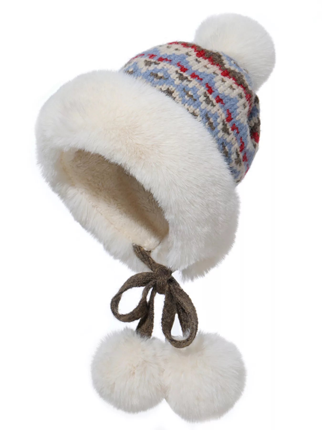 Warm Knitted Pom Pom Hat – view 3 | Lola Mariee