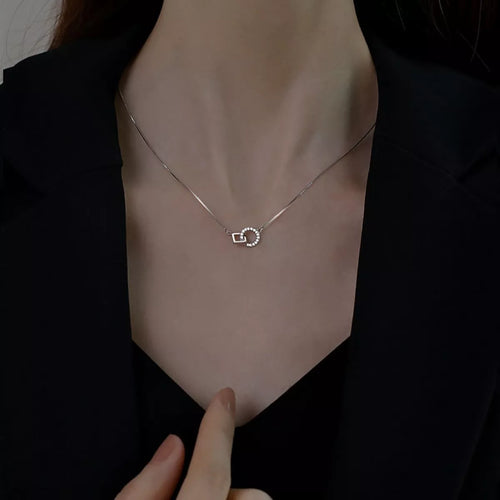 925 Sterling Silver Zircon Geometric Necklace | Lola Mariee