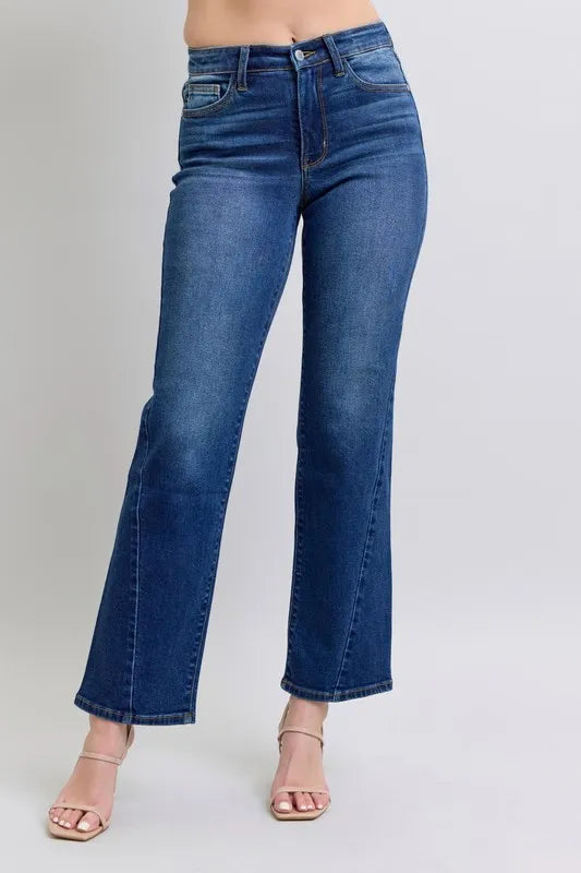 Judy Blue Full Size Side Seam Detail Straight Jeans with Pockets - women's bottoms at Lola Mariee boutique