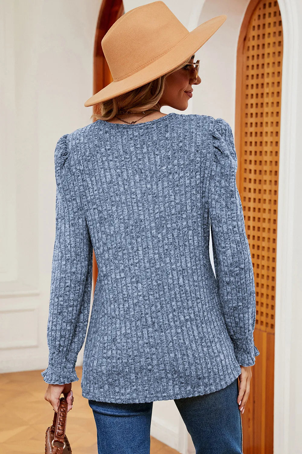 Square Neck Flounce Sleeve T-Shirt - Trendsi | Lola Mariee