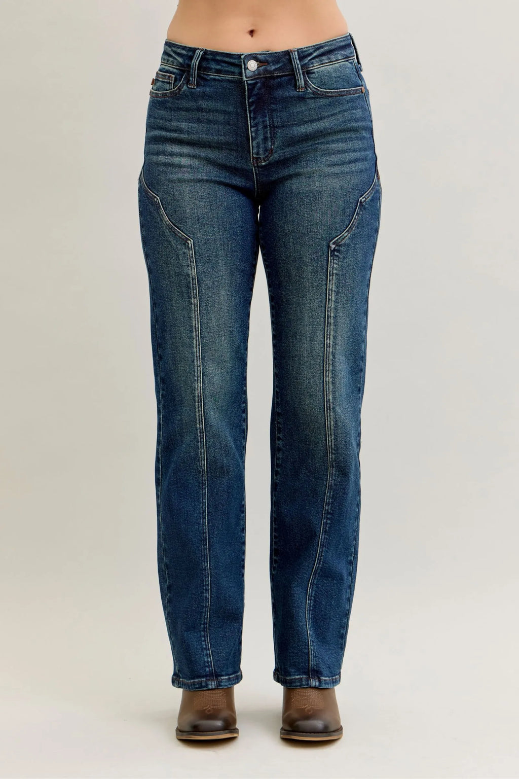 Judy Blue Full Size Seam Detail Straight Leg Jeans Plus Size - women's bottoms at Lola Mariee boutique