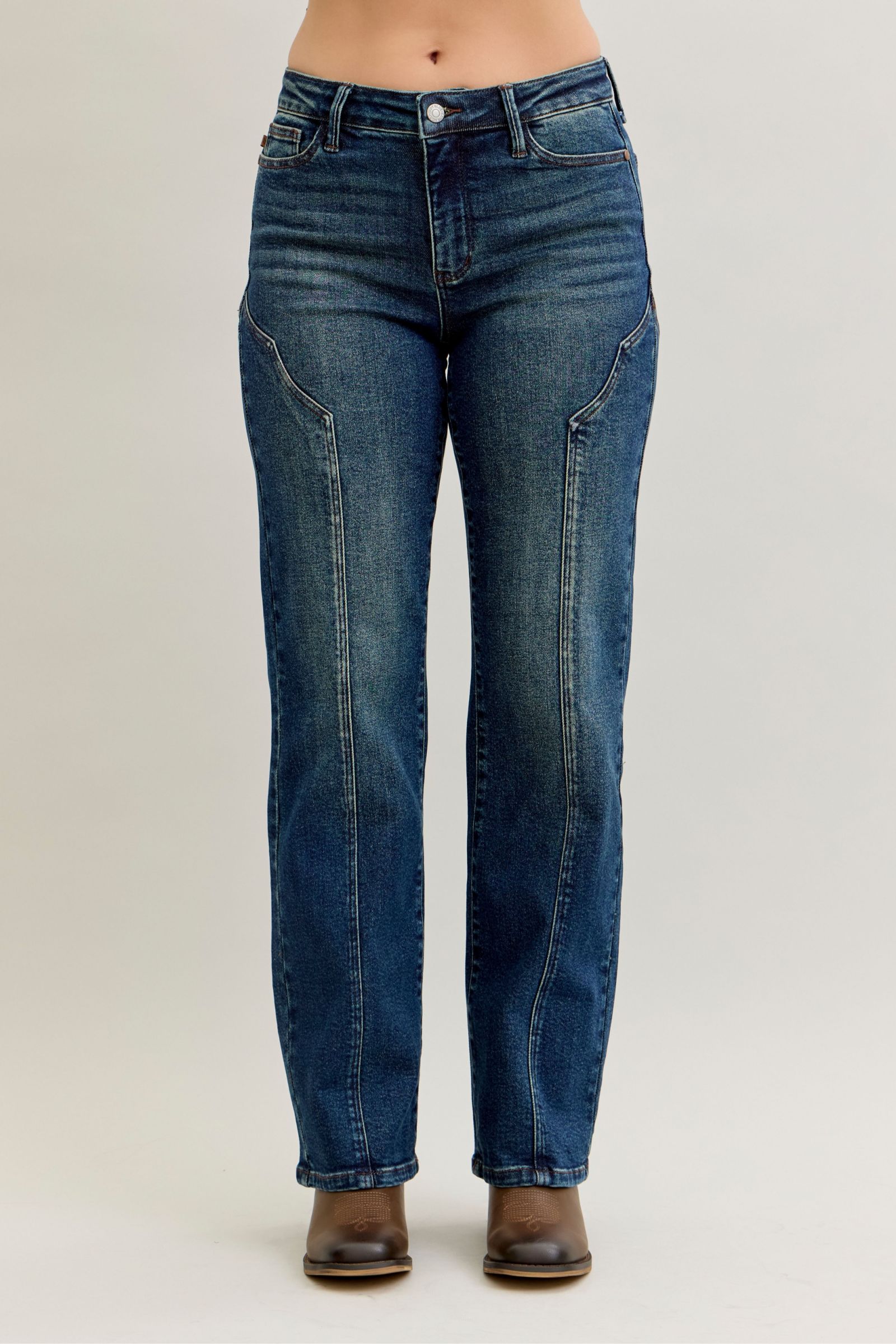 Judy Blue Full Size Seam Detail Straight Leg Jeans Plus Size – view 7 | Lola Mariee