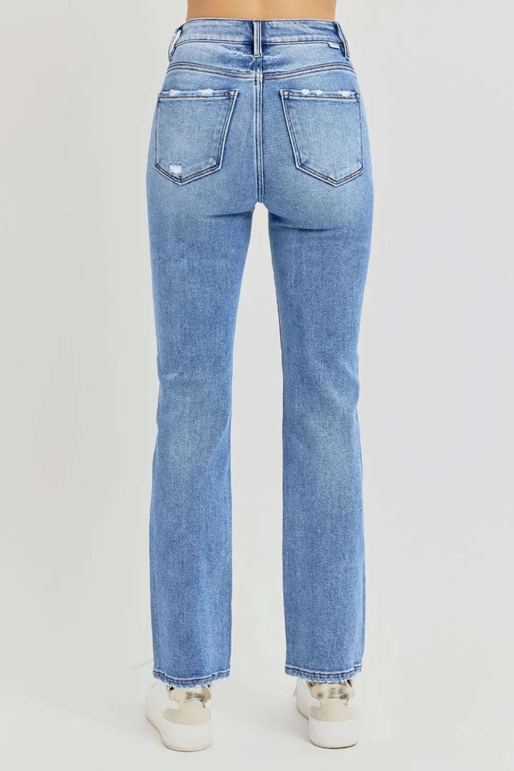 RISEN Full Size Distressed High-Rise Ankle Straight Jeans - LOLA MARIEE | Lola Mariee