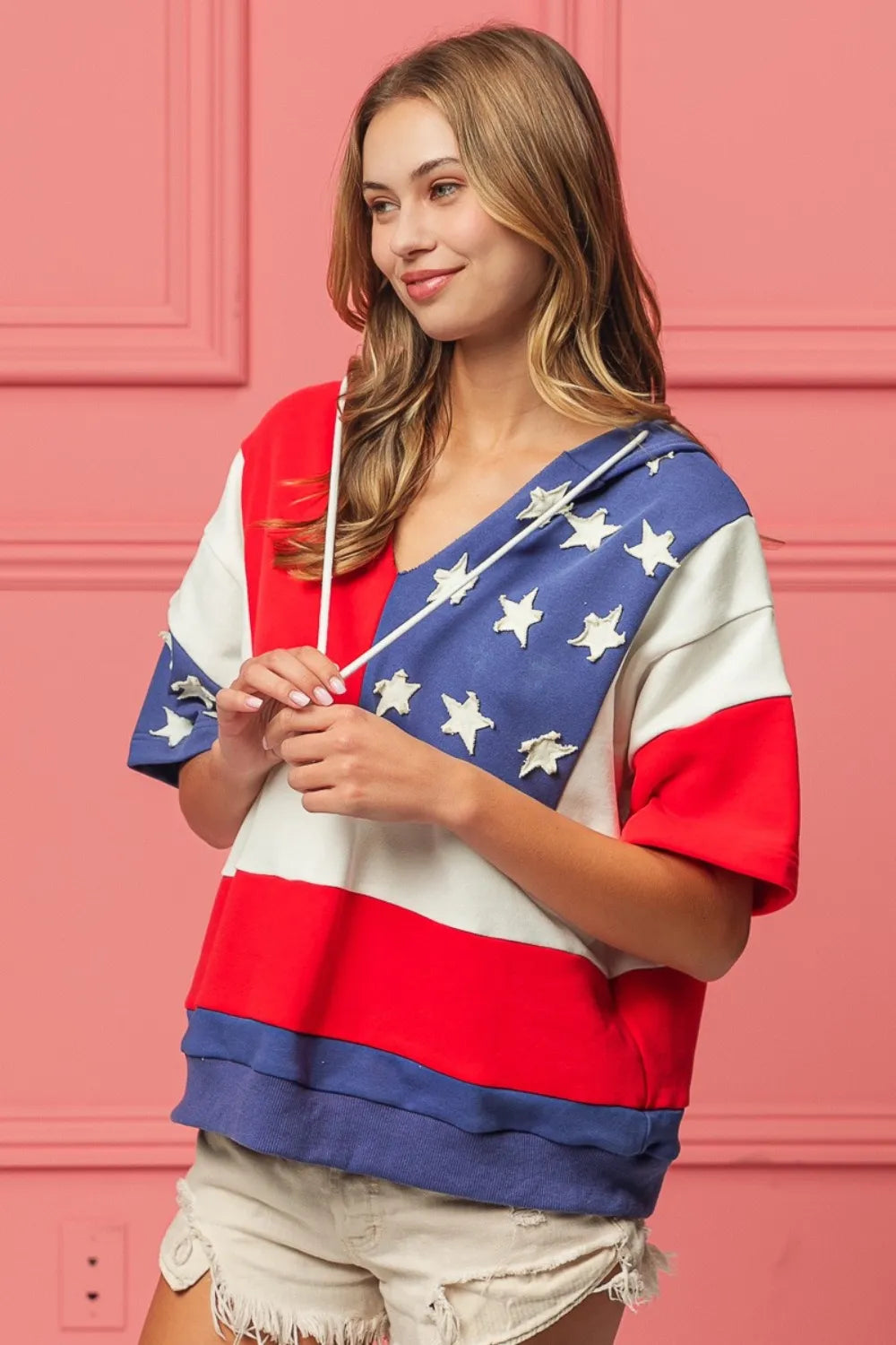 BiBi American Flag Theme Hoodie - Trendsi | Lola Mariee